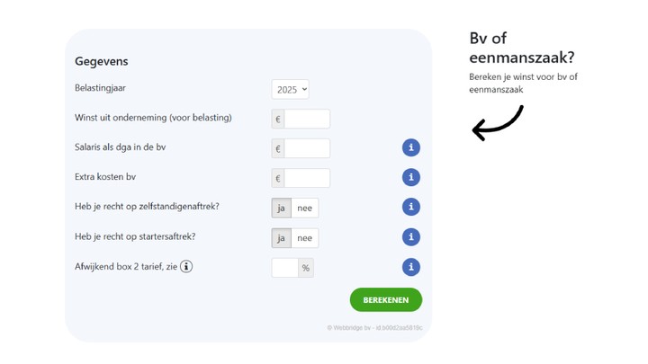 Wandel van WRKD rekentool bv oprichten